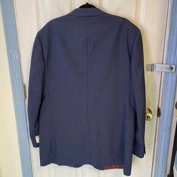 New Piranha Wool Blazer Men 44Long Hand Tailored Blue Suit Jacket Coat Luxury - Picture 11 of 12